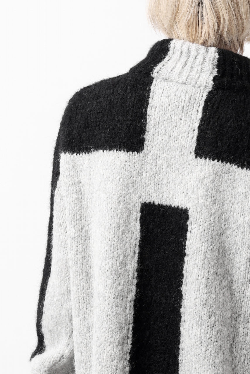 thomkrom HIGH COLLAR KNIT PULLOVER / ALPACA WOOL (LIGHT GREY x BLACK) - Image 38