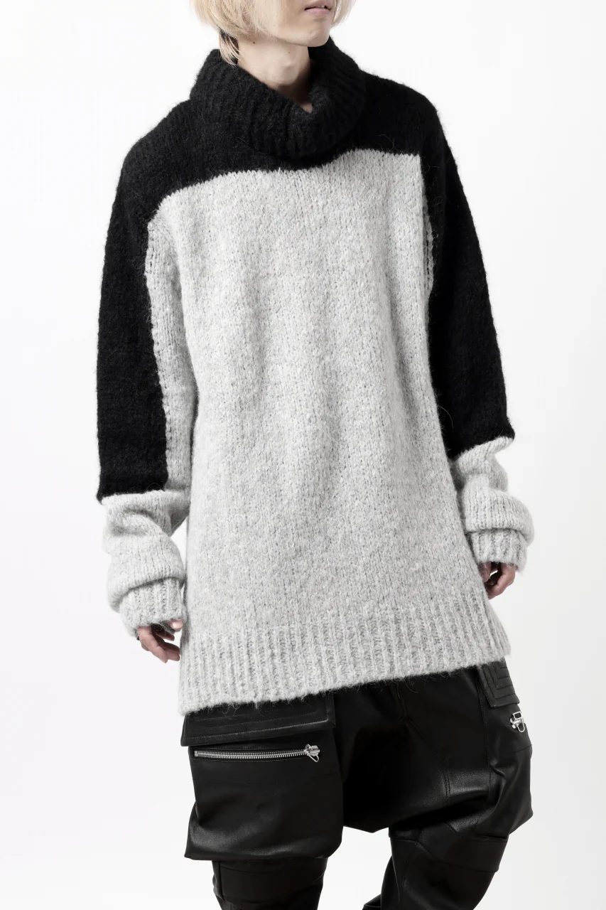 thomkrom HIGH COLLAR KNIT PULLOVER / ALPACA WOOL (LIGHT GREY x BLACK) - Image 8