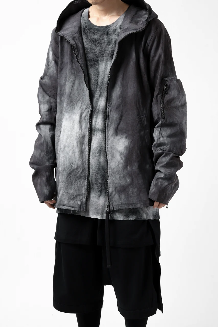 thomkrom HOODIE ZIP JACKET BACK POCKET DETAIL / DYEING WOVEN ELASTIC (MARBLE T109) - Image 11