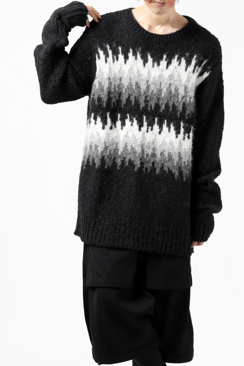 thomkrom JACQUARD KNIT PULLOVER / ALPACA WOOL (BLACK) - Image 10