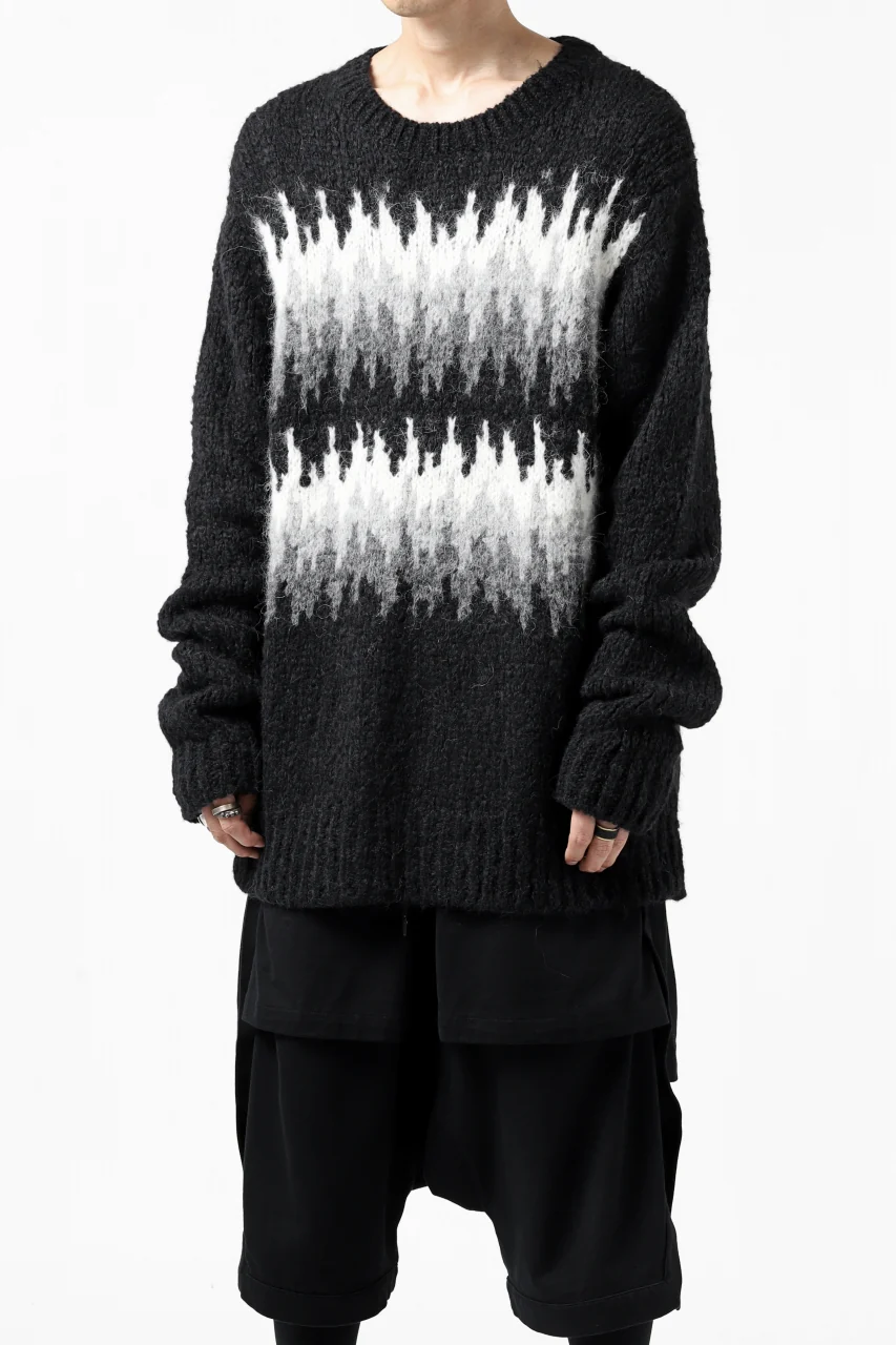 thomkrom JACQUARD KNIT PULLOVER / ALPACA WOOL (BLACK) - Image 5