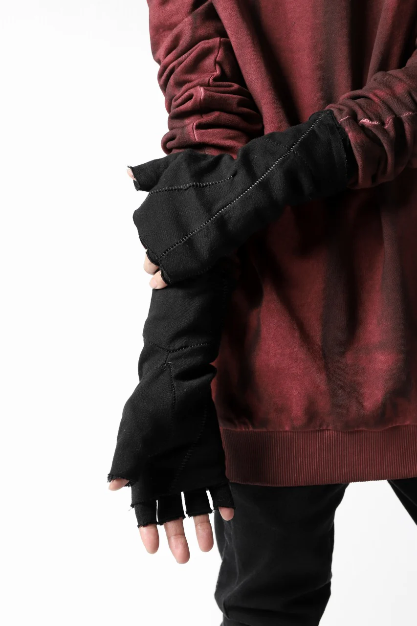thomkrom LAYERED FINGER GLOVES / JERSEY OVERLOCKED (BLACK)
