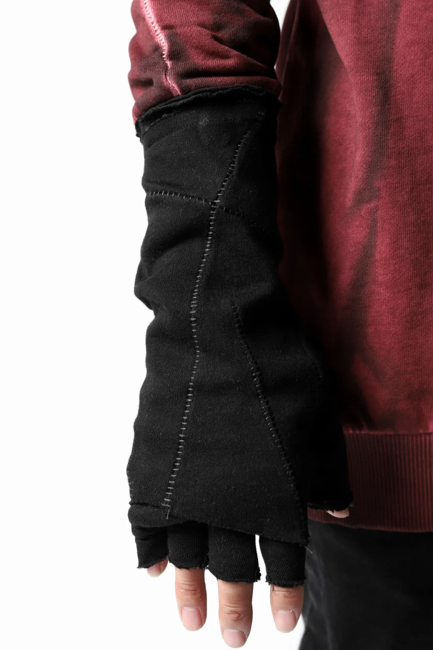 thomkrom LAYERED FINGER GLOVES / JERSEY OVERLOCKED (BLACK) - Image 2