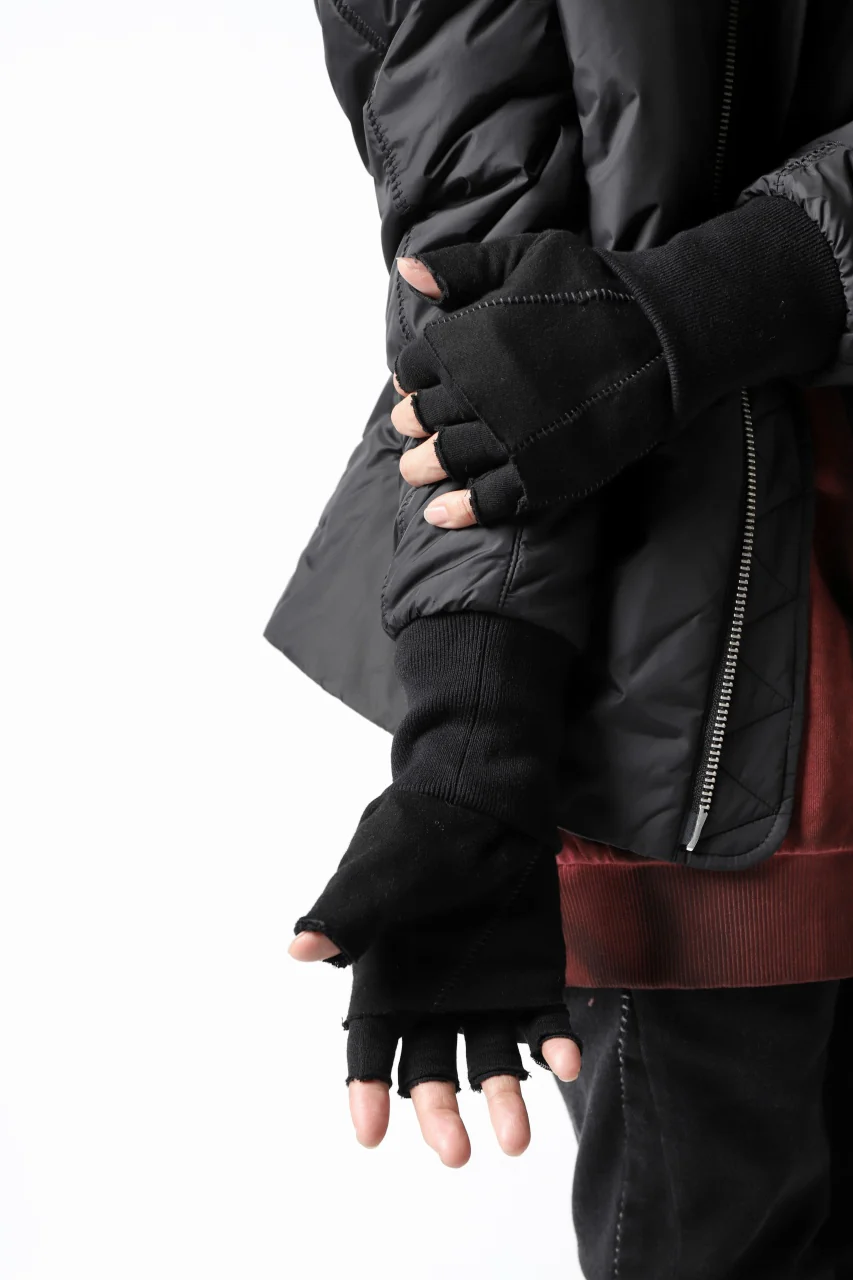 thomkrom LAYERED FINGER GLOVES / JERSEY OVERLOCKED (BLACK) - Image 3