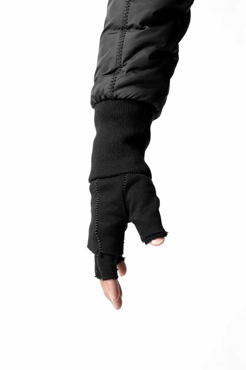 thomkrom LAYERED FINGER GLOVES / JERSEY OVERLOCKED (BLACK) - Image 4
