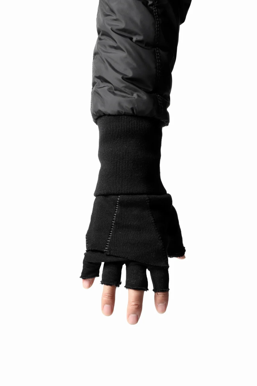 thomkrom LAYERED FINGER GLOVES / JERSEY OVERLOCKED (BLACK) - Image 5