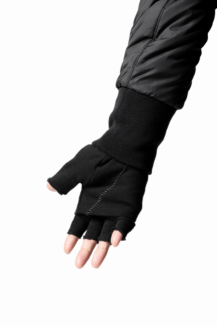 thomkrom LAYERED FINGER GLOVES / JERSEY OVERLOCKED (BLACK) - Image 6