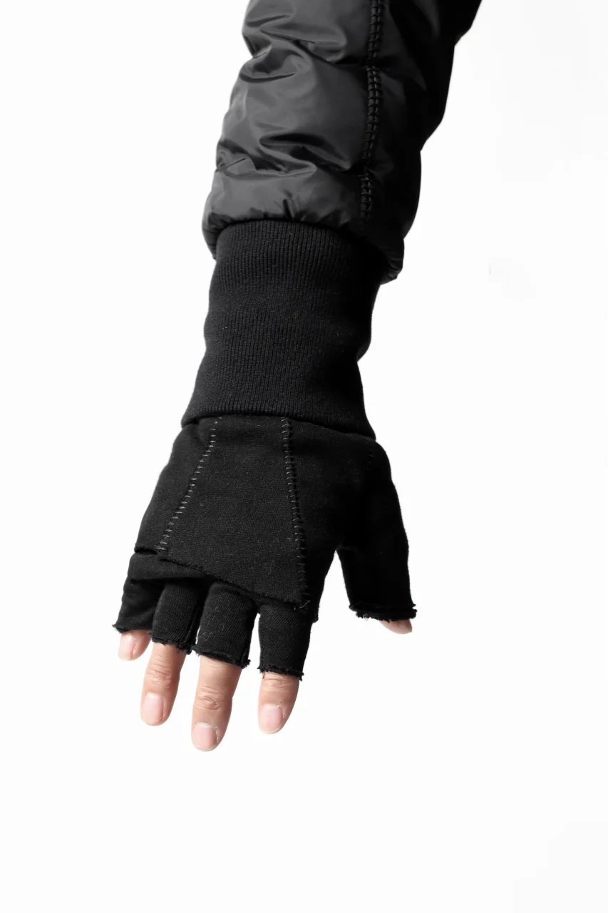 thomkrom LAYERED FINGER GLOVES / JERSEY OVERLOCKED (BLACK) - Image 7