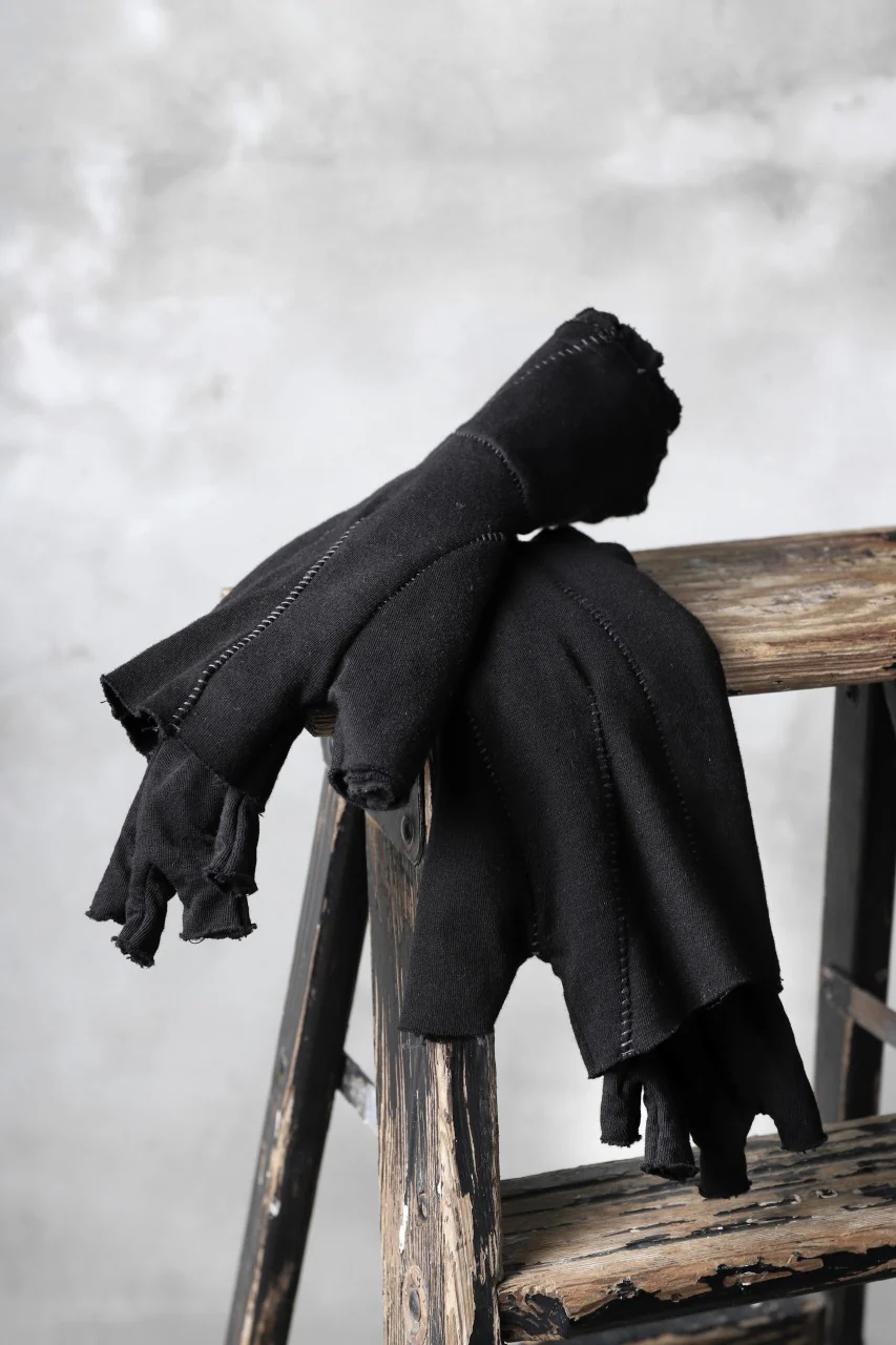 thomkrom LAYERED FINGER GLOVES / JERSEY OVERLOCKED (BLACK) - Image 8