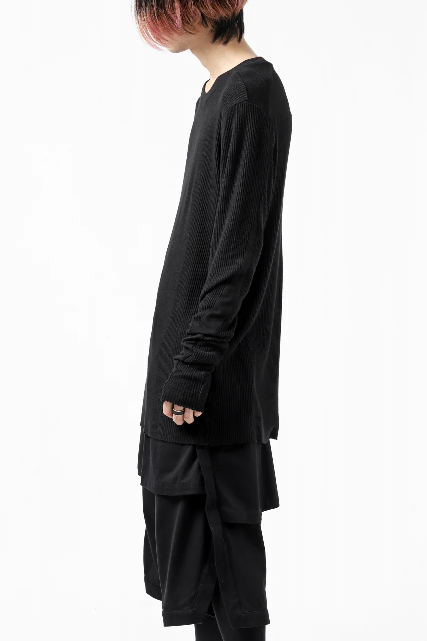 thomkrom LONG SLEEVE TOPS / STRETCH MIXED UP RIB (BLACK) - Image 2