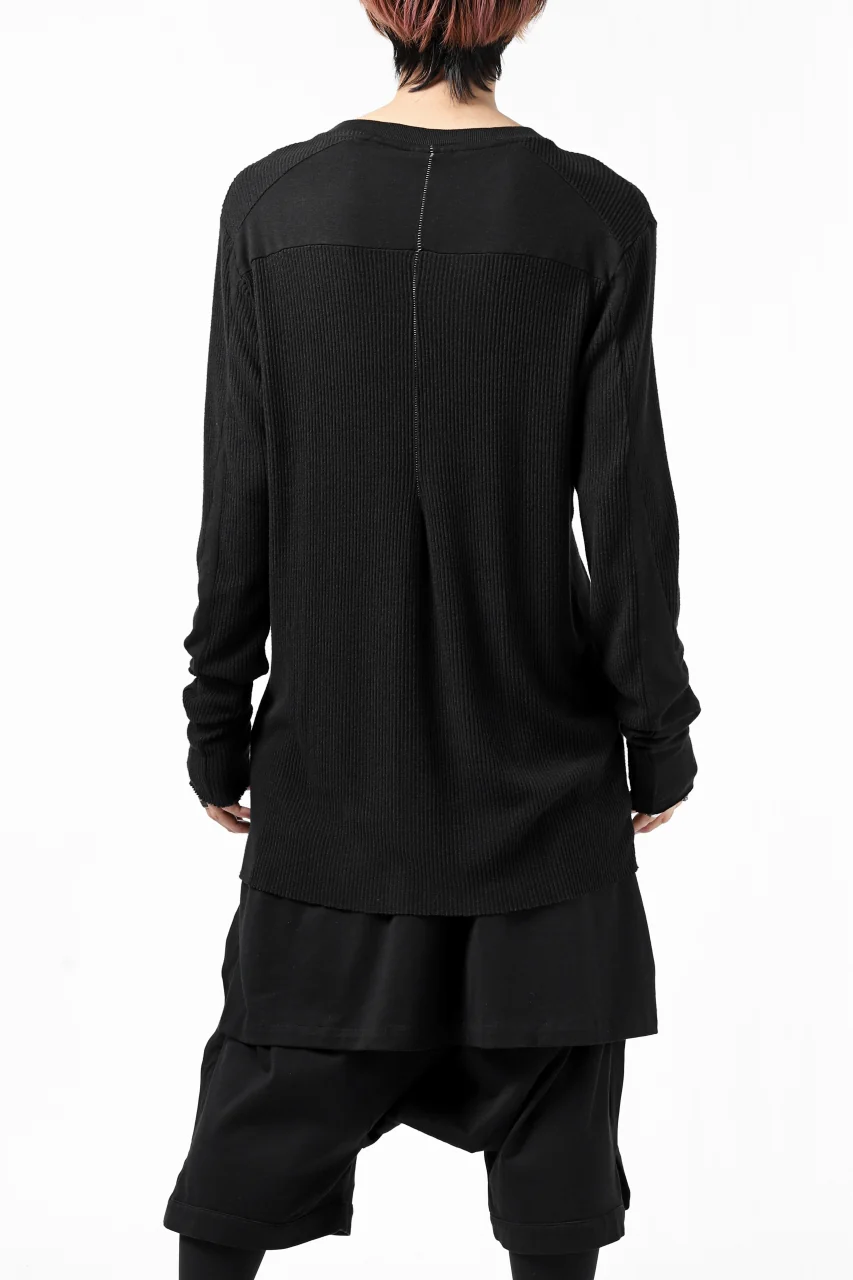 thomkrom LONG SLEEVE TOPS / STRETCH MIXED UP RIB (BLACK) - Image 3
