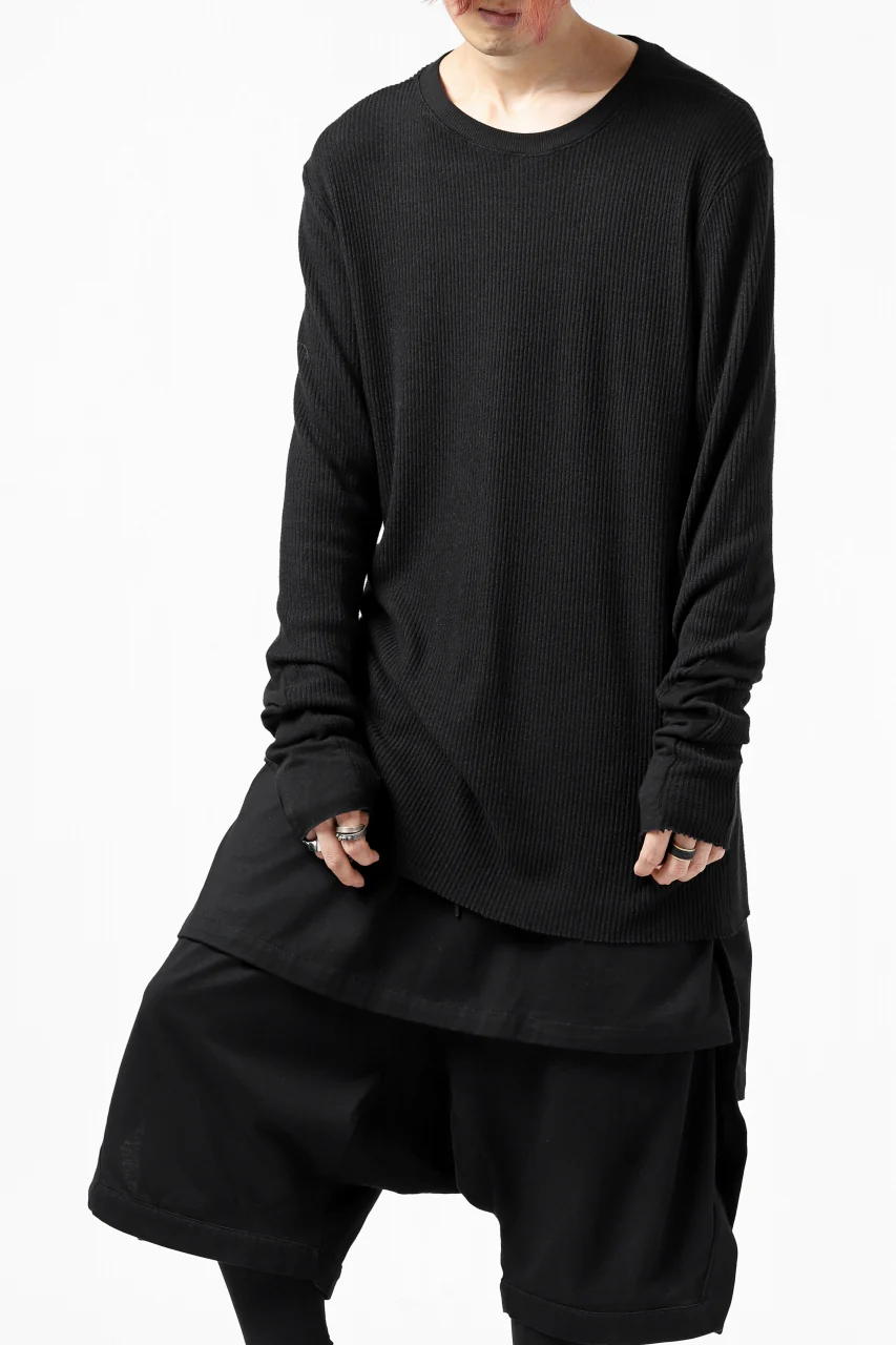 thomkrom LONG SLEEVE TOPS / STRETCH MIXED UP RIB (BLACK) - Image 4