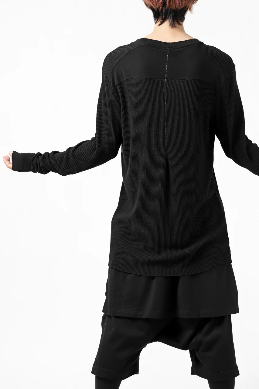 thomkrom LONG SLEEVE TOPS / STRETCH MIXED UP RIB (BLACK) - Image 5