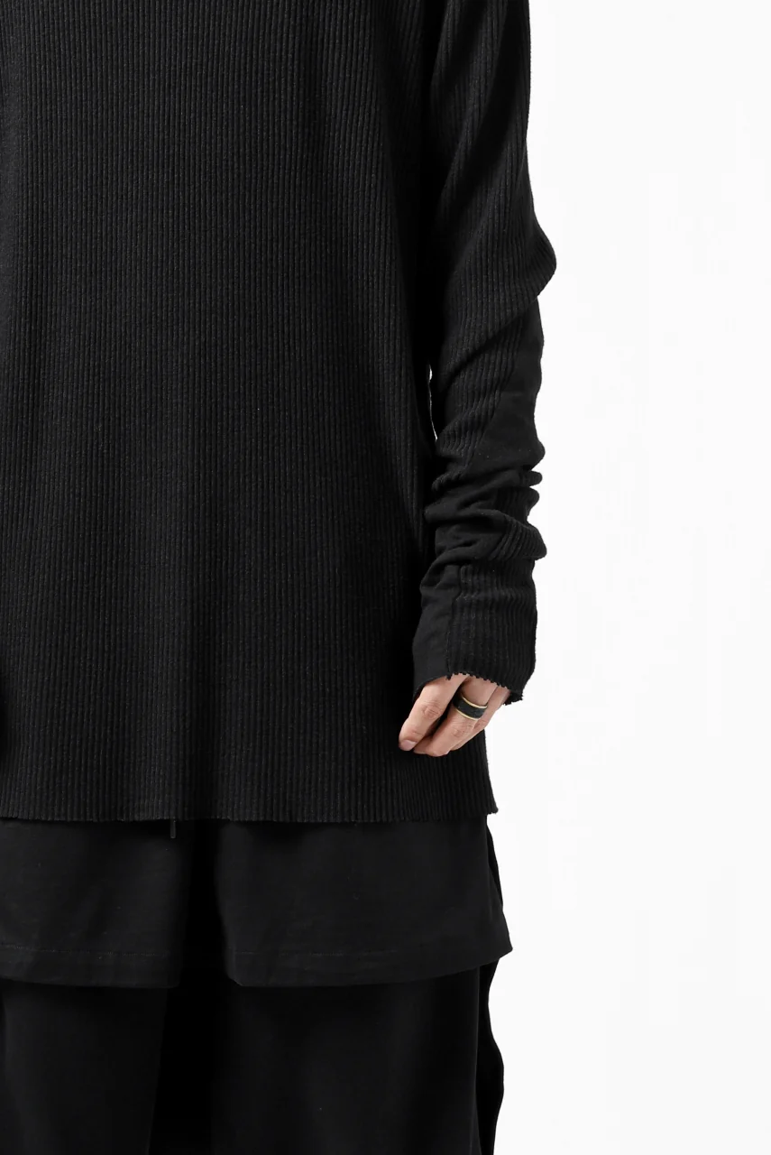 thomkrom LONG SLEEVE TOPS / STRETCH MIXED UP RIB (BLACK) - Image 9