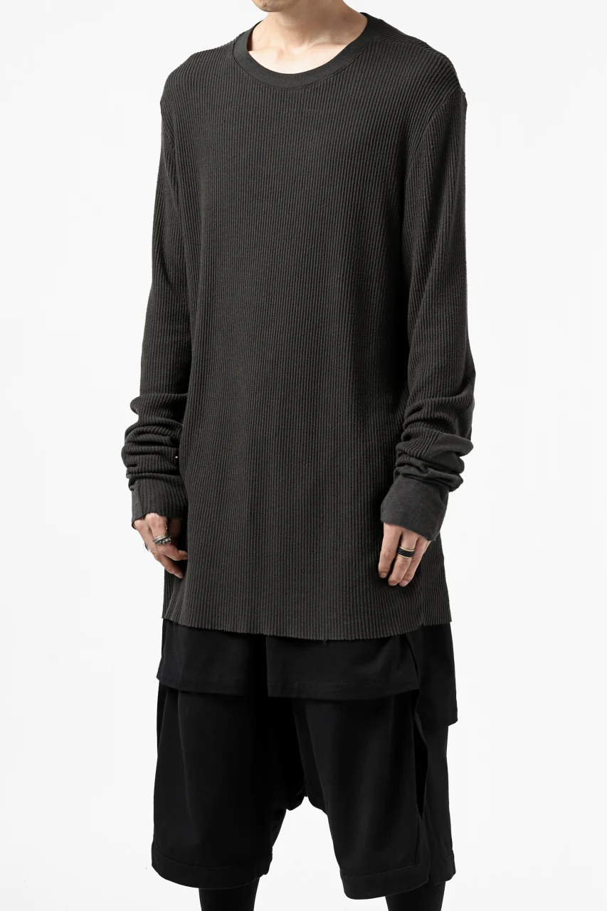thomkrom LONG SLEEVE TOPS / STRETCH MIXED UP RIB (BROWN) - Image 2