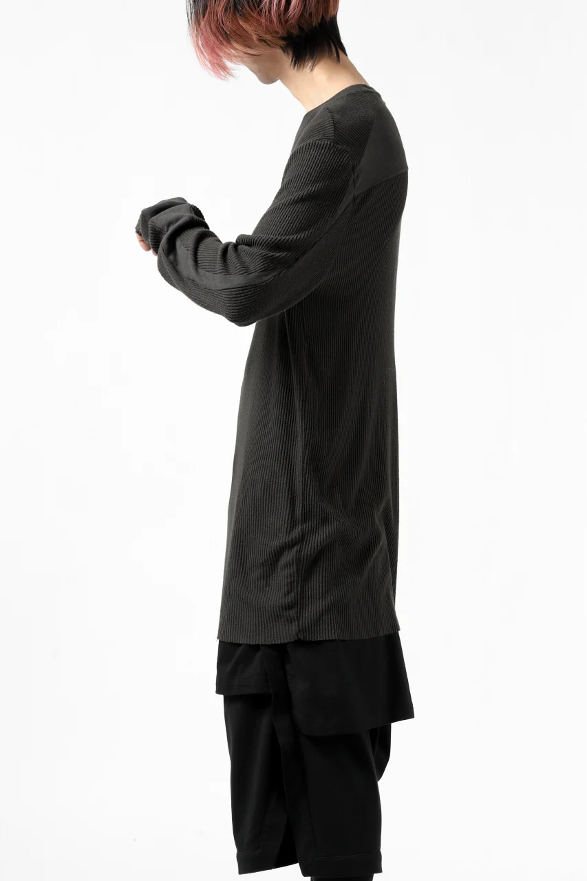 thomkrom LONG SLEEVE TOPS / STRETCH MIXED UP RIB (BROWN) - Image 5
