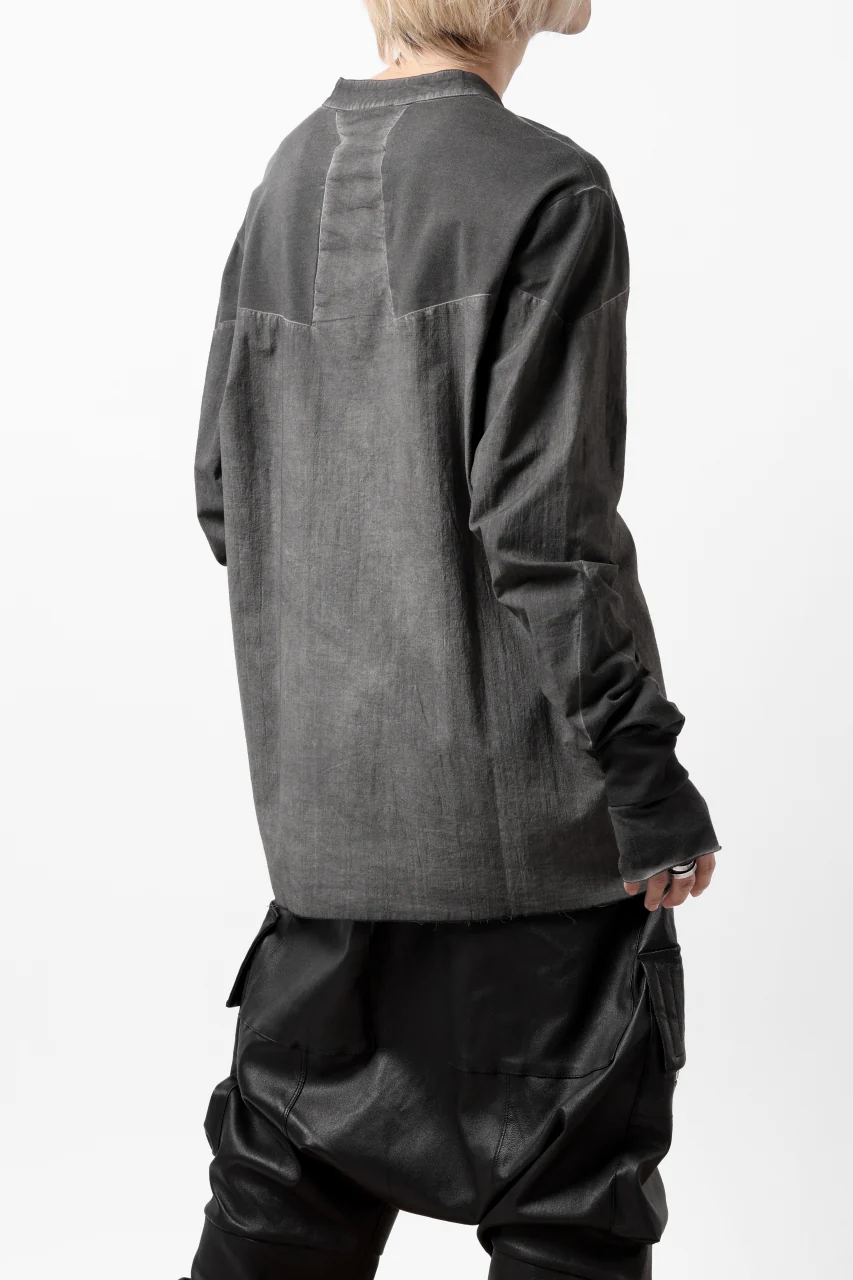 thomkrom NO COLLAR SHIRT/ JERSEY+WOVEN (BLACK OIL) - Image 10