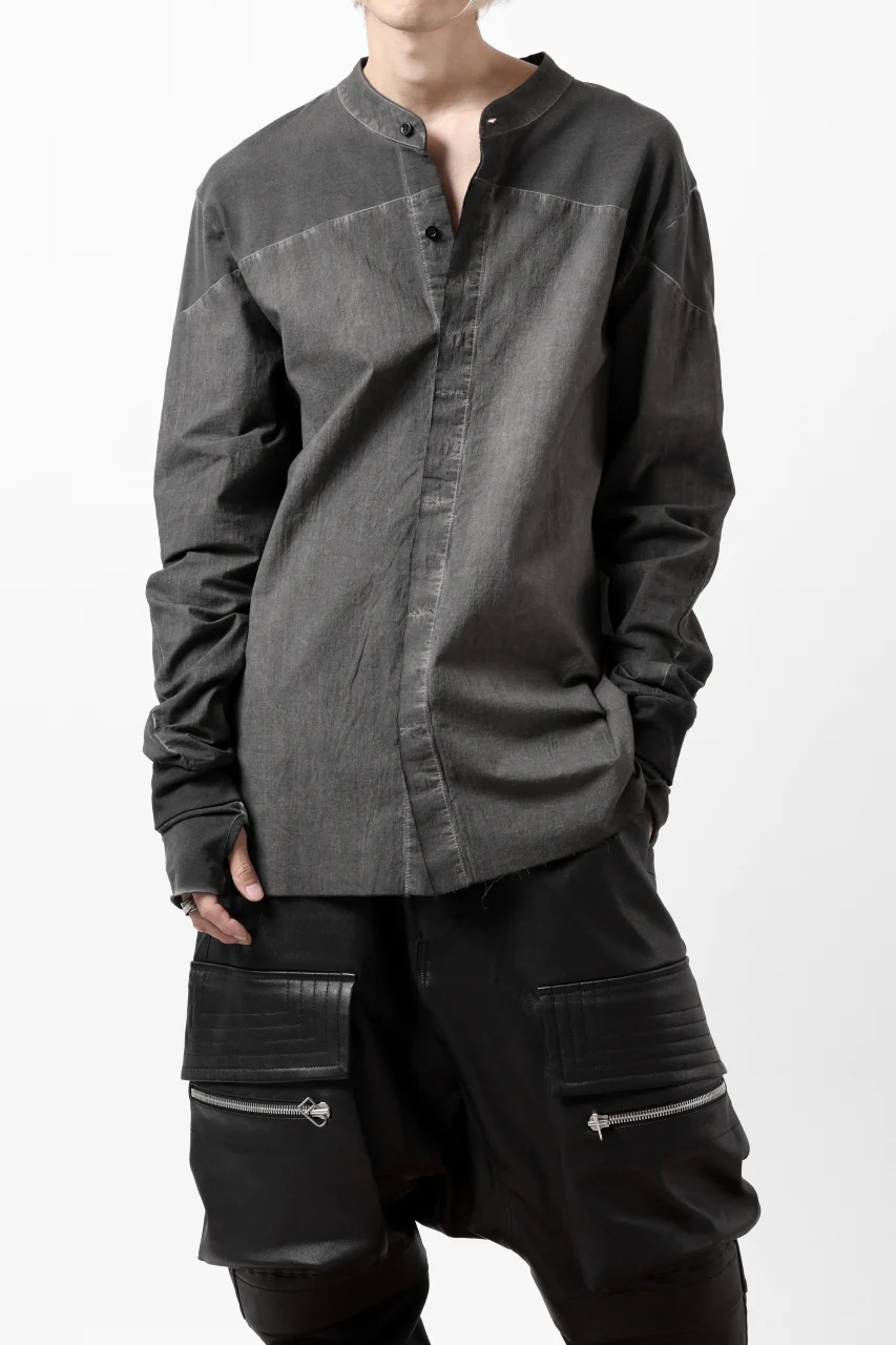 thomkrom NO COLLAR SHIRT/ JERSEY+WOVEN (BLACK OIL) - Image 11