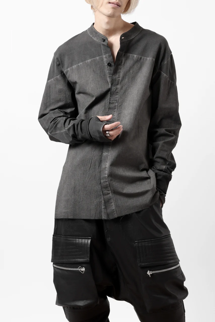 thomkrom NO COLLAR SHIRT/ JERSEY+WOVEN (BLACK OIL) - Image 12