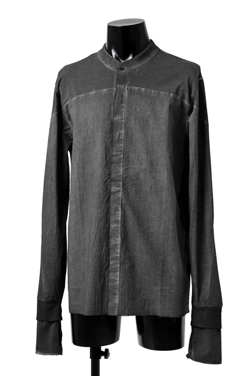thomkrom NO COLLAR SHIRT/ JERSEY+WOVEN (BLACK OIL) - Image 14
