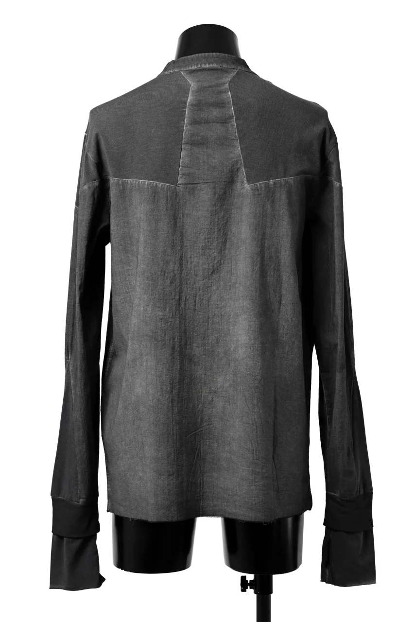 thomkrom NO COLLAR SHIRT/ JERSEY+WOVEN (BLACK OIL) - Image 16