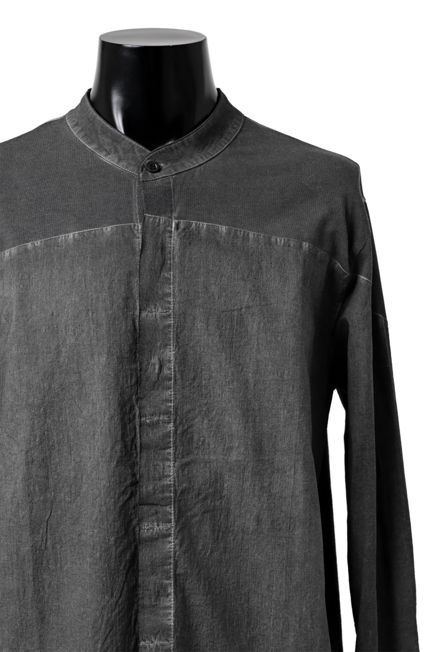 thomkrom NO COLLAR SHIRT/ JERSEY+WOVEN (BLACK OIL) - Image 18