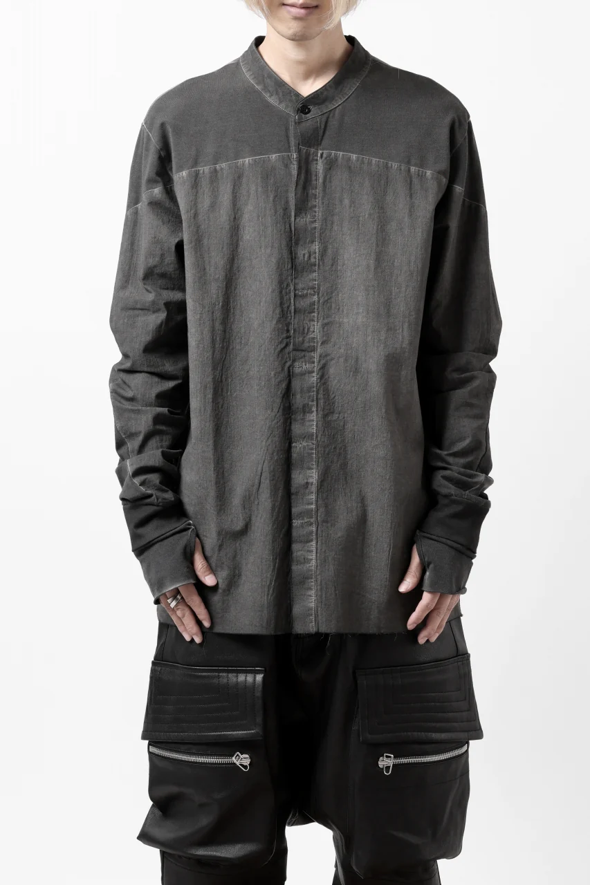 thomkrom NO COLLAR SHIRT/ JERSEY+WOVEN (BLACK OIL) - Image 2