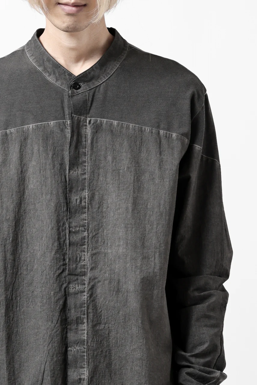 thomkrom NO COLLAR SHIRT/ JERSEY+WOVEN (BLACK OIL) - Image 28