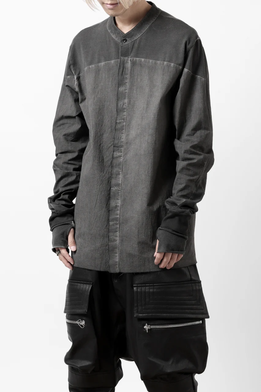 thomkrom NO COLLAR SHIRT/ JERSEY+WOVEN (BLACK OIL) - Image 3