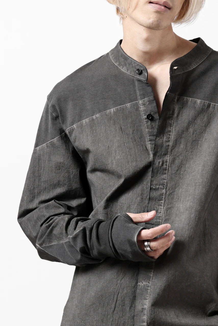 thomkrom NO COLLAR SHIRT/ JERSEY+WOVEN (BLACK OIL) - Image 35