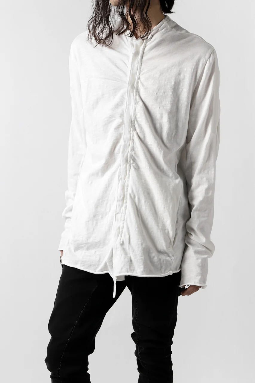 thomkrom NO COLLAR SHIRT/ JERSEY+WOVEN (OFF WHITE) - Image 3