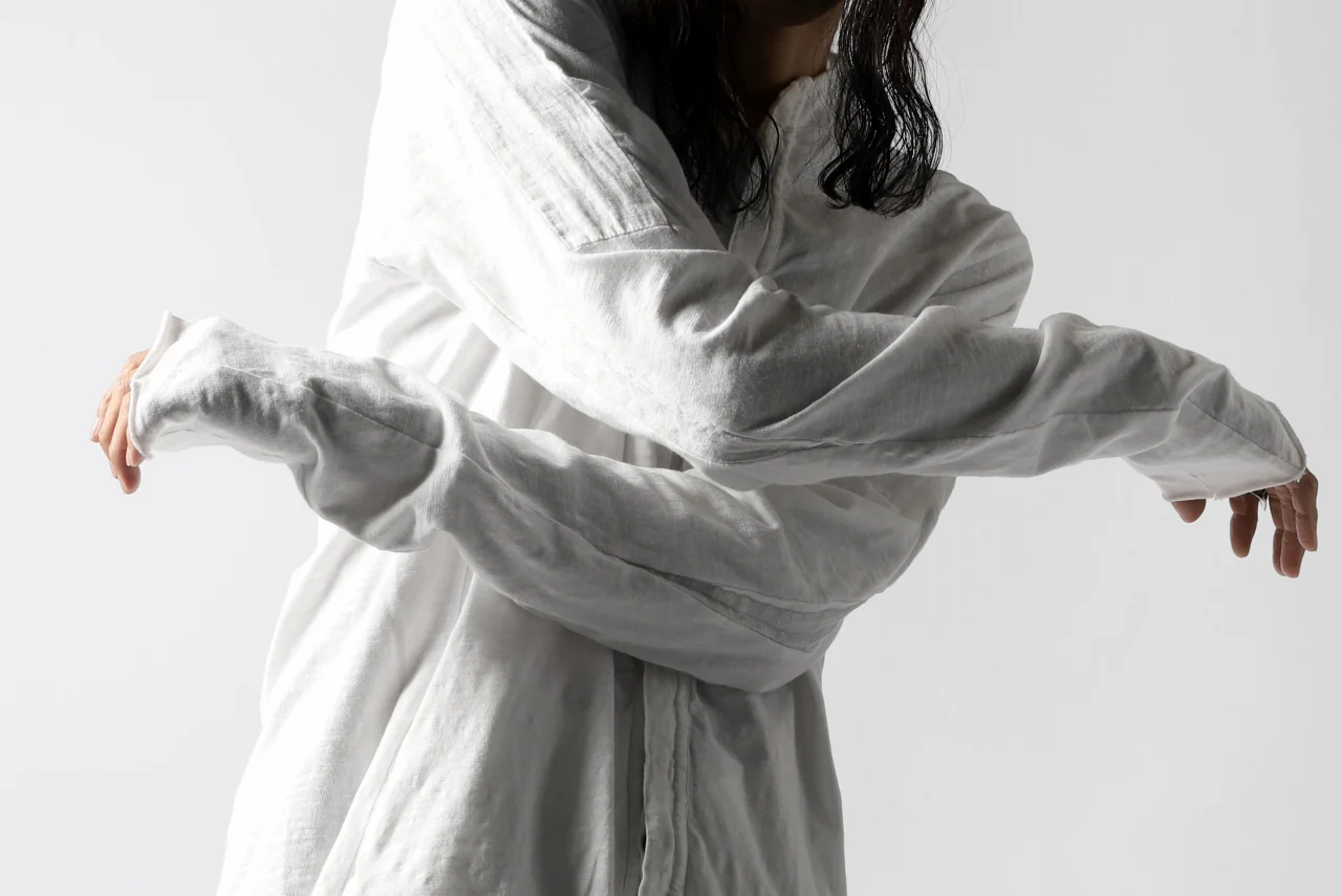 thomkrom NO COLLAR SHIRT/ JERSEY+WOVEN (OFF WHITE) - Image 36