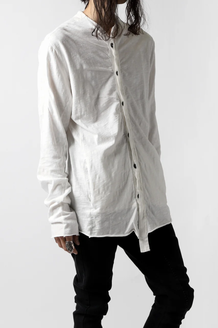 thomkrom NO COLLAR SHIRT/ JERSEY+WOVEN (OFF WHITE) - Image 4