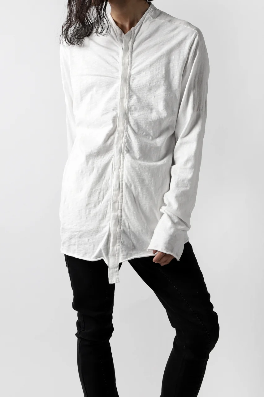 thomkrom NO COLLAR SHIRT/ JERSEY+WOVEN (OFF WHITE) - Image 5
