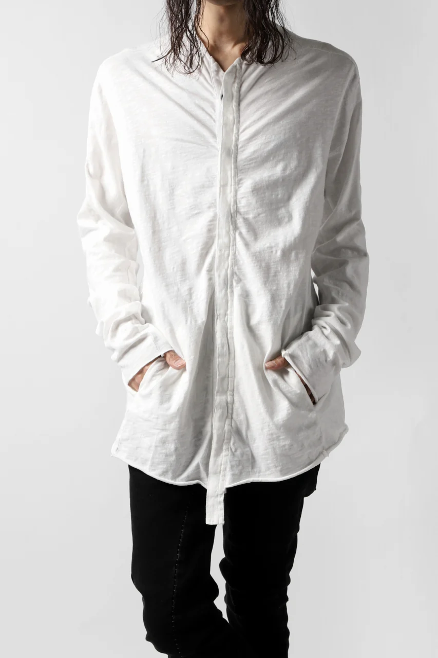 thomkrom NO COLLAR SHIRT/ JERSEY+WOVEN (OFF WHITE) - Image 7