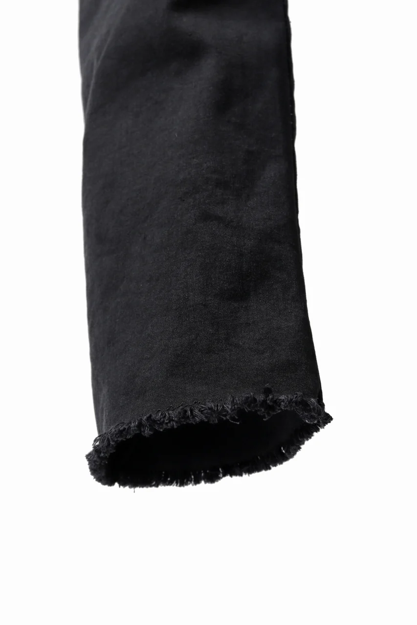 thomkrom OVER LOCK SLIM CROPPED PANTS / DAMAGE STRETCH DENIM (BLACK) - Image 22