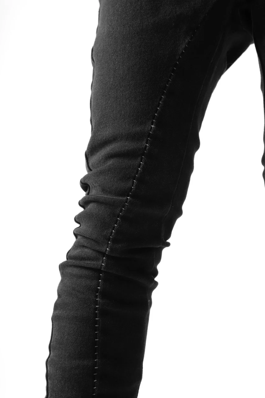 thomkrom OVER LOCKED SKINNY TROUSERS / FADE STRETCH DENIM (BLACK) - Image 10