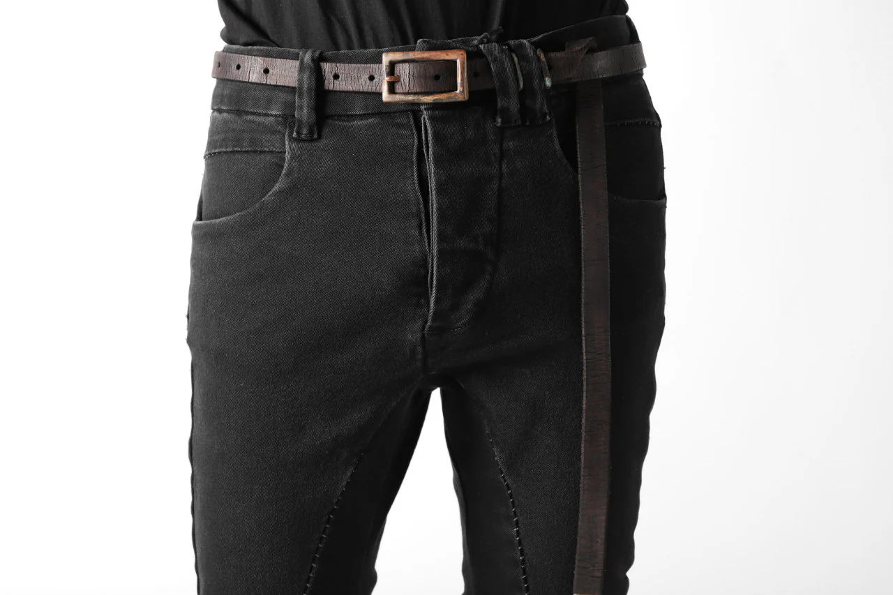 thomkrom OVER LOCKED SKINNY TROUSERS / FADE STRETCH DENIM (BLACK) - Image 12
