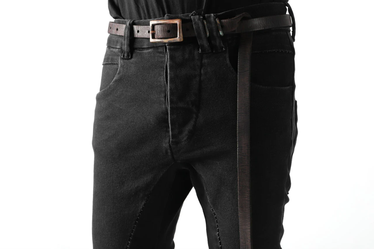 thomkrom OVER LOCKED SKINNY TROUSERS / FADE STRETCH DENIM (BLACK) - Image 13