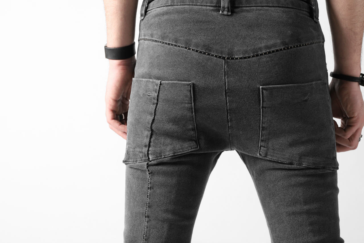 thomkrom OVER LOCKED SKINNY TROUSERS / FADE STRETCH DENIM (DARK GREY) - Image 15