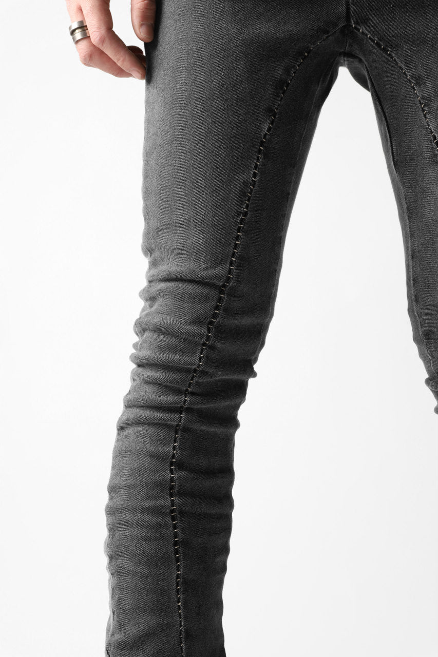 thomkrom OVER LOCKED SKINNY TROUSERS / FADE STRETCH DENIM (DARK GREY) - Image 8