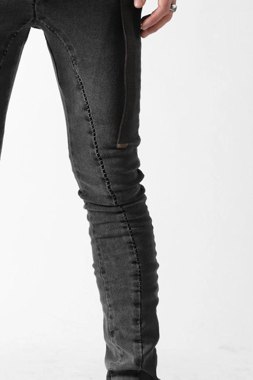 thomkrom OVER LOCKED SKINNY TROUSERS / FADE STRETCH DENIM (DARK GREY) - Image 9