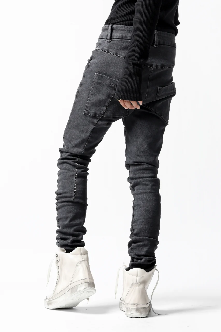 thomkrom OVER LOCKED SKINNY TROUSERS / FADE STRETCH DENIM (LIGHT GREY) - Image 32