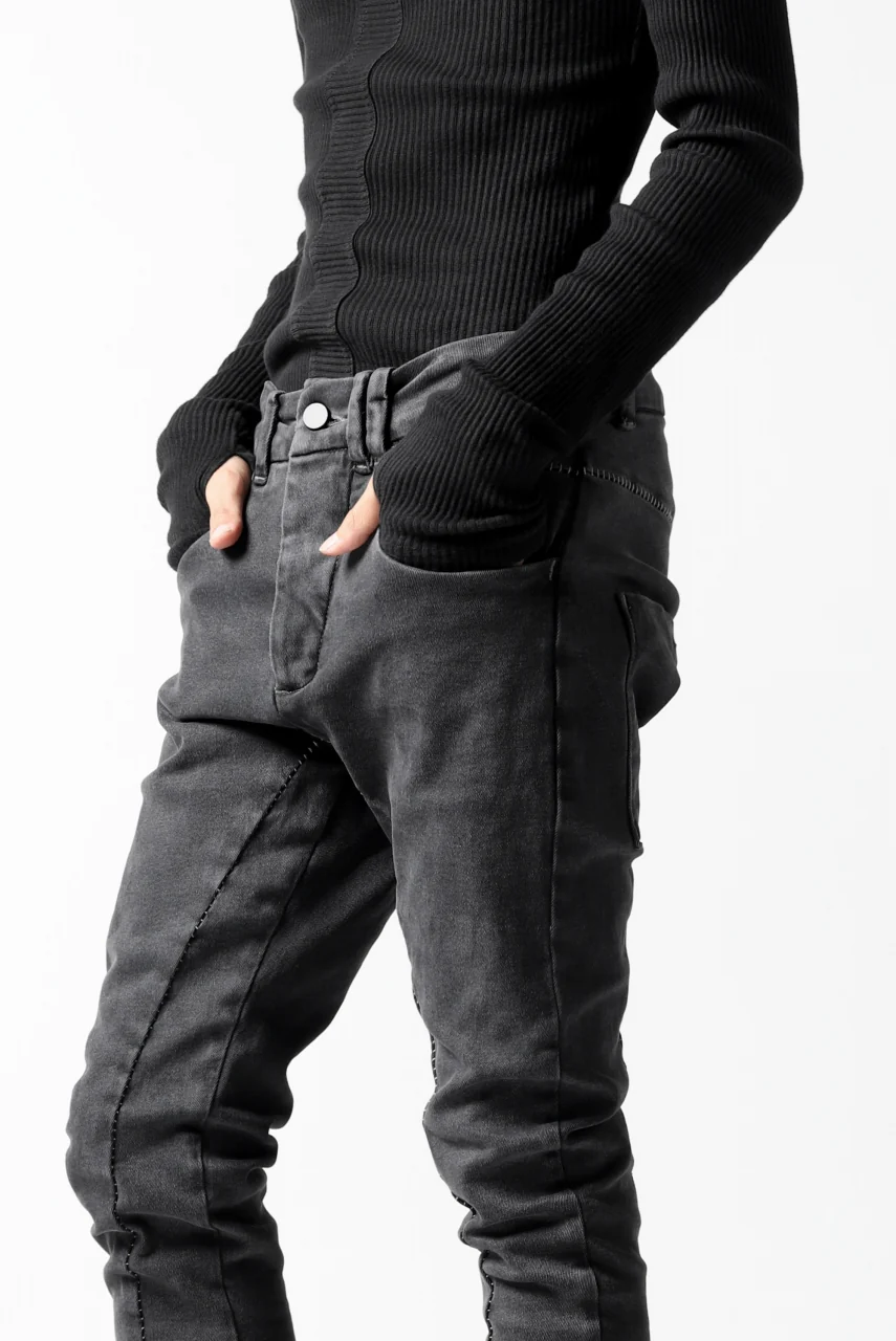 thomkrom OVER LOCKED SKINNY TROUSERS / FADE STRETCH DENIM (LIGHT GREY) - Image 34