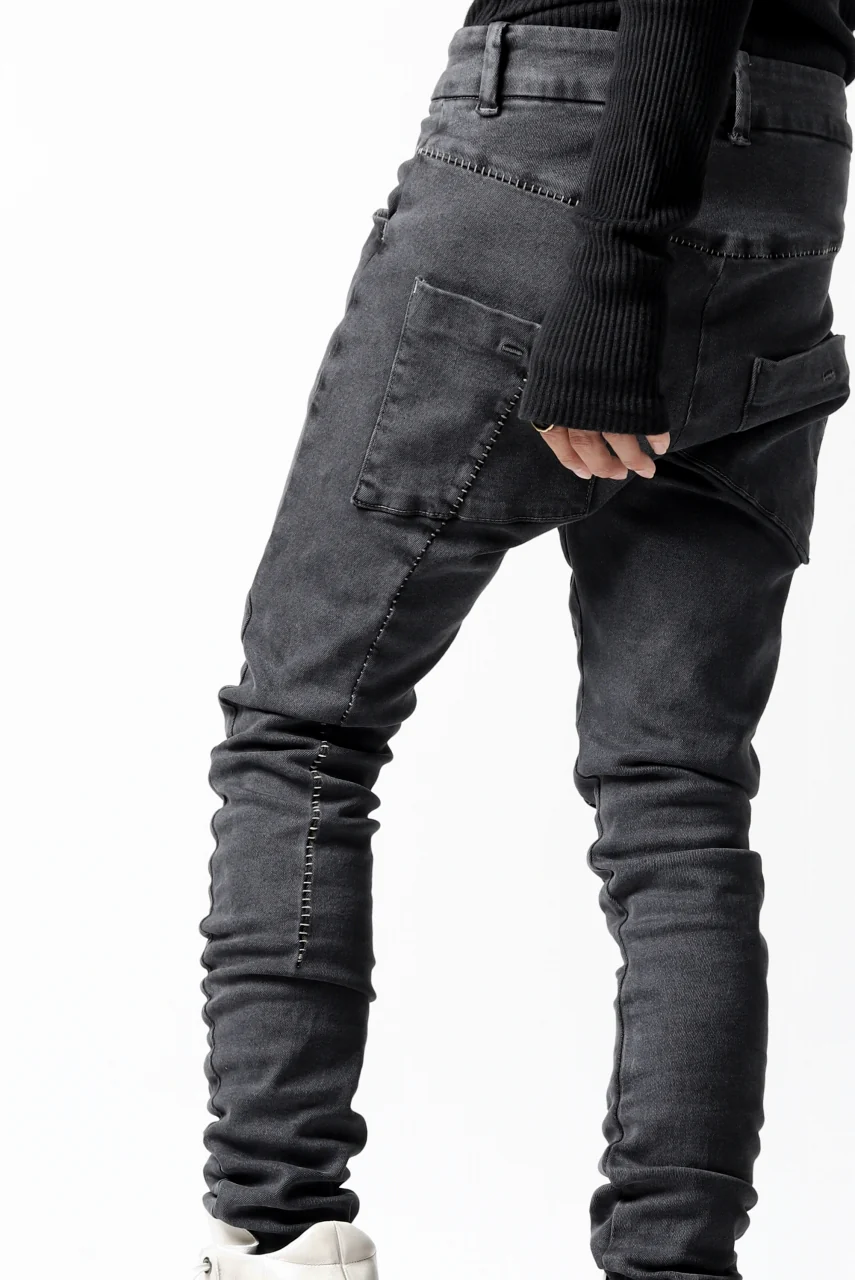 thomkrom OVER LOCKED SKINNY TROUSERS / FADE STRETCH DENIM (LIGHT GREY) - Image 36