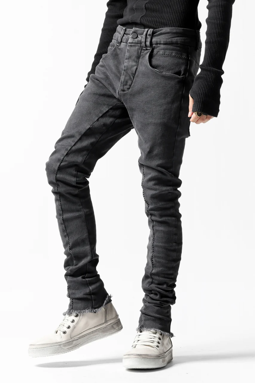 thomkrom OVER LOCKED SKINNY TROUSERS / FADE STRETCH DENIM (LIGHT GREY) - Image 6