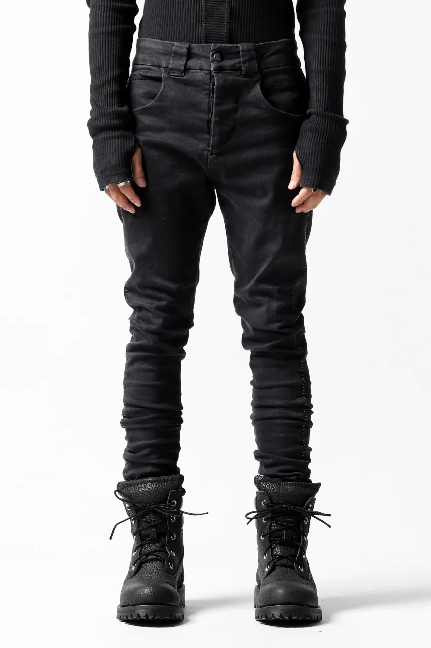 thomkrom OVER LOCKED SKINNY TROUSERS /  HYPER STRETCH DENIM (BLACK) - Image 2