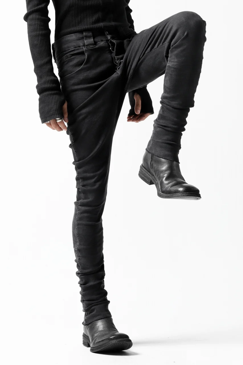 thomkrom OVER LOCKED SKINNY TROUSERS /  HYPER STRETCH DENIM (BLACK) - Image 24