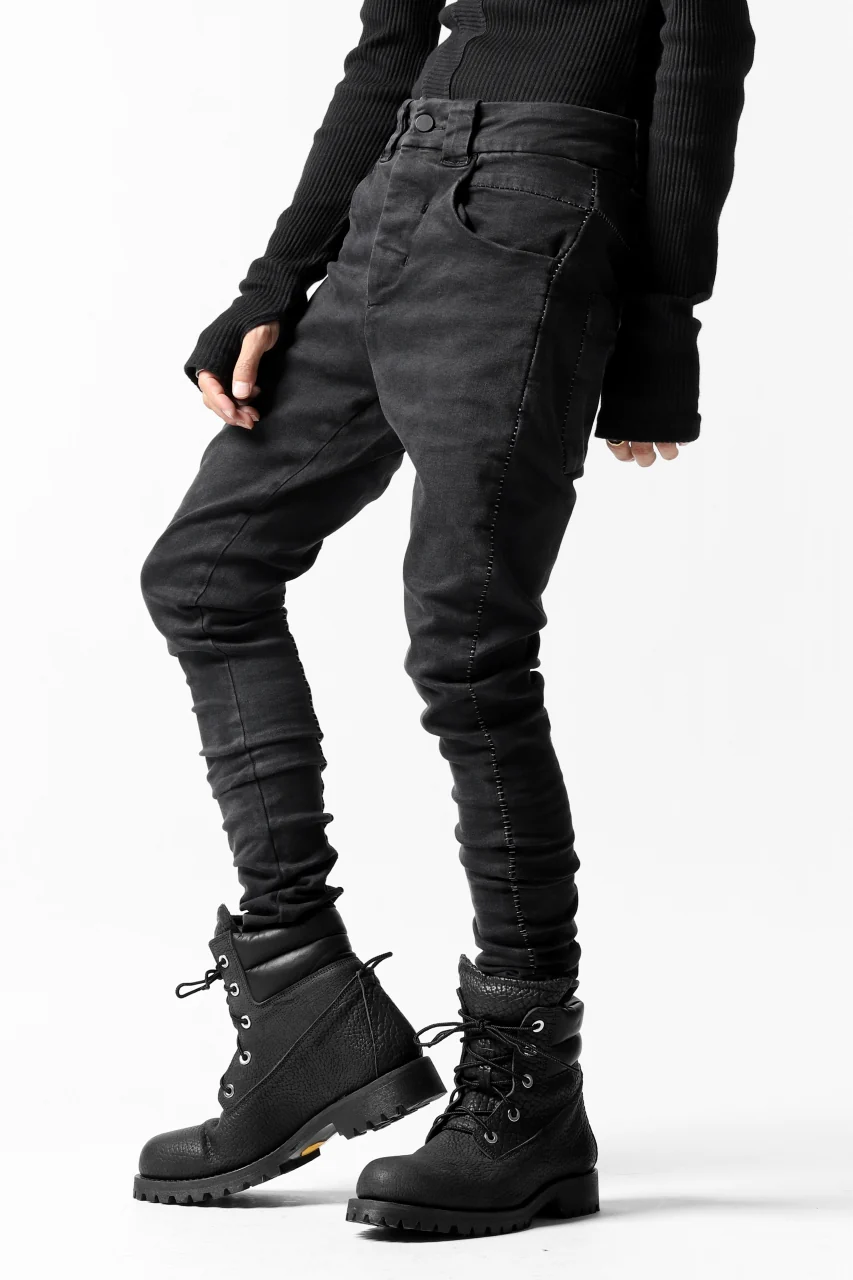 thomkrom OVER LOCKED SKINNY TROUSERS /  HYPER STRETCH DENIM (BLACK) - Image 3