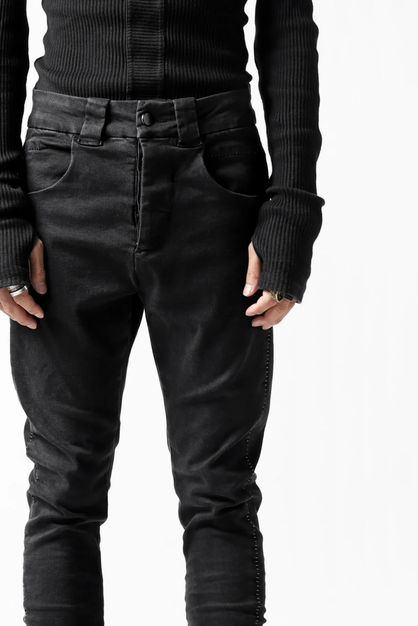 thomkrom OVER LOCKED SKINNY TROUSERS /  HYPER STRETCH DENIM (BLACK) - Image 35